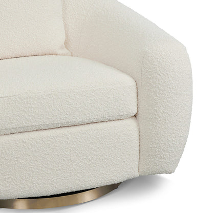 Swivel Armchair - Ivory White Boucle