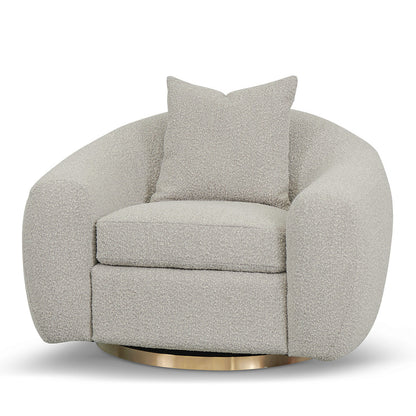 Swivel Armchair - Ash Grey Boucle