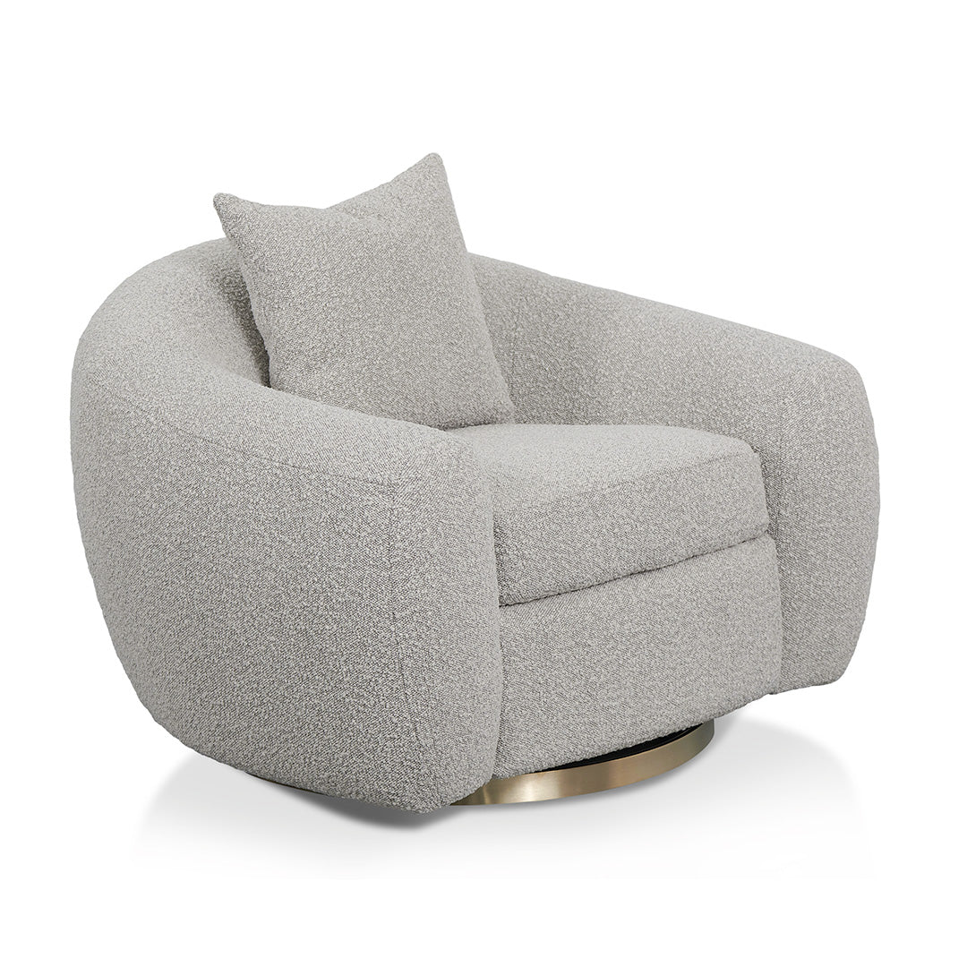 Swivel Armchair - Ash Grey Boucle