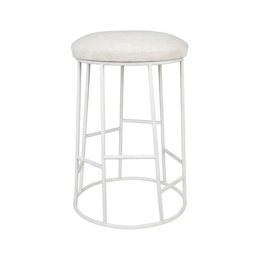 Fintan White Steel Kitchen Stool - Natural Linen