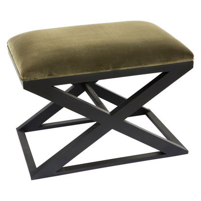 Verne Black Timber Stool - Moss Velvet