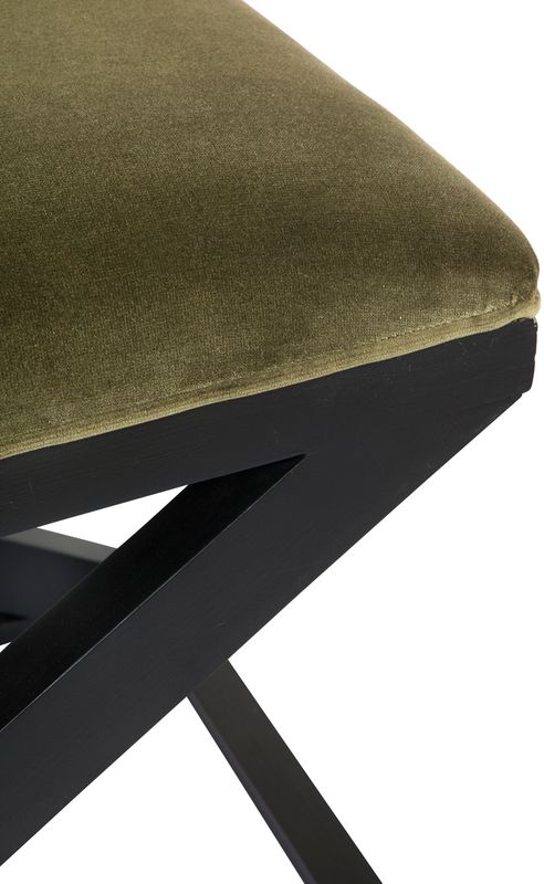 Verne Black Timber Stool - Moss Velvet