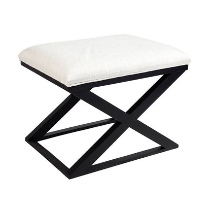 Verne Black Timber Stool - Natural Linen