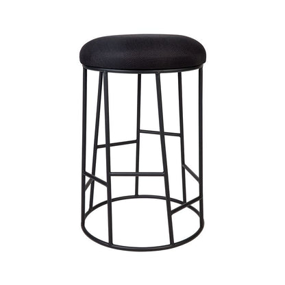 Fintan Black Steel Kitchen Stool - Black Linen