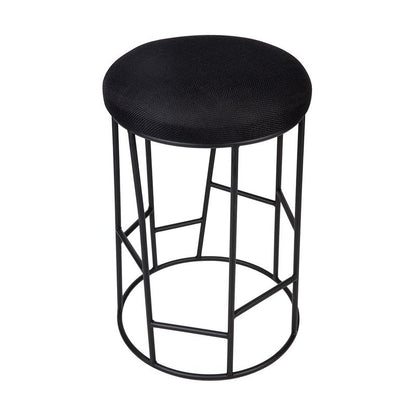 Fintan Black Steel Kitchen Stool - Black Linen