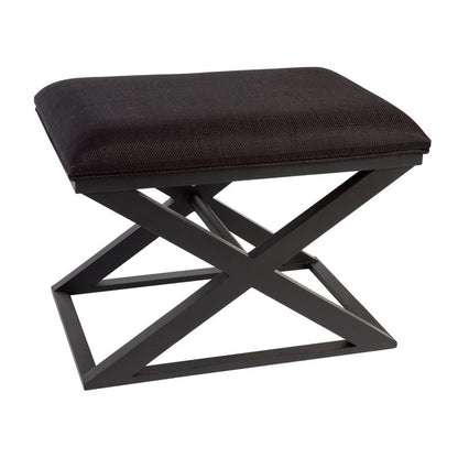 Verne Black Timber Stool - Black Linen