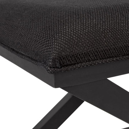 Verne Black Timber Stool - Black Linen