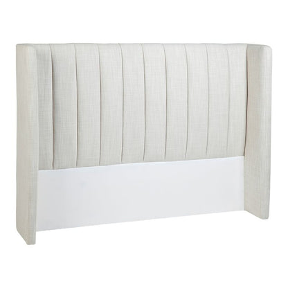 York Panelled Queen Bedhead - Natural Linen