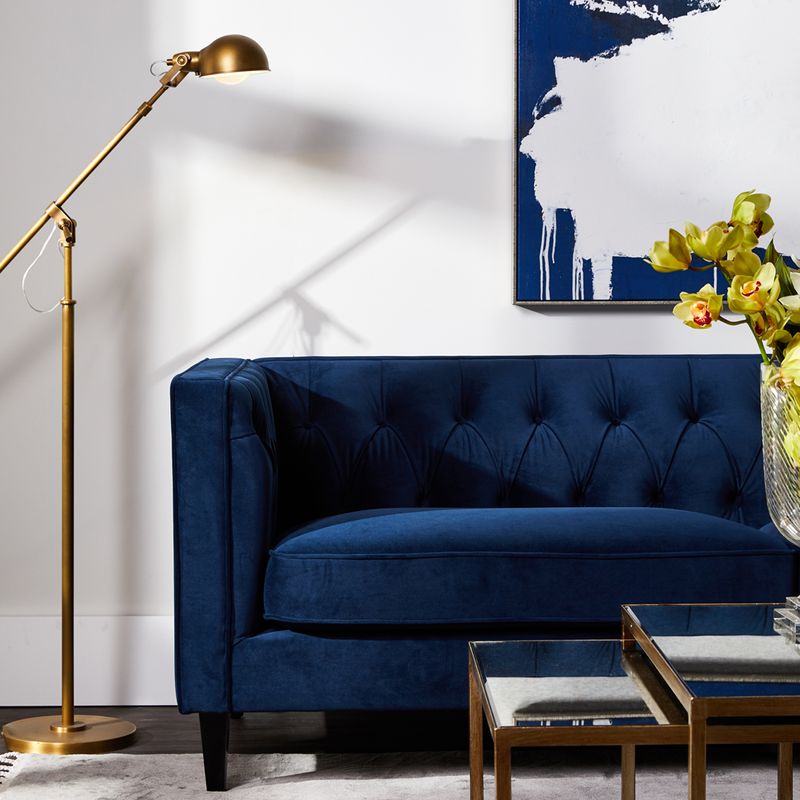 Eleganca 3 Seater Tufted Sofa - Navy Velvet