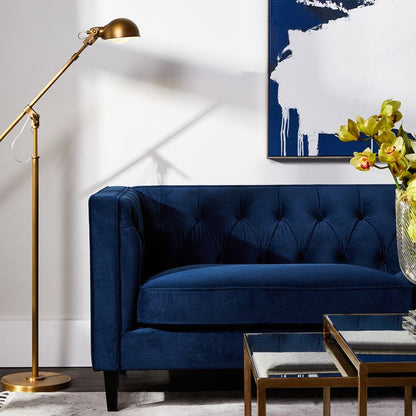 Eleganca 3 Seater Tufted Sofa - Navy Velvet