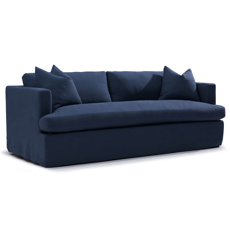 Cliff 3 Seater Slip Cover Sofa - Navy Linen