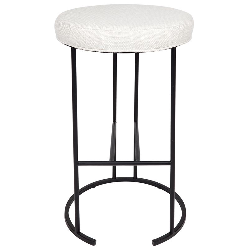 Aurelio Black Iron Kitchen Stool - Natural Linen