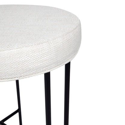 Aurelio Black Iron Kitchen Stool - Natural Linen