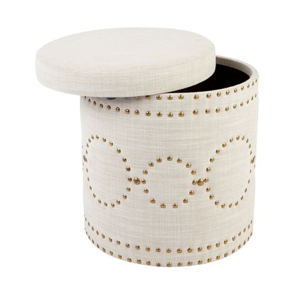 Bijou Round Storage Stool - Natural Linen