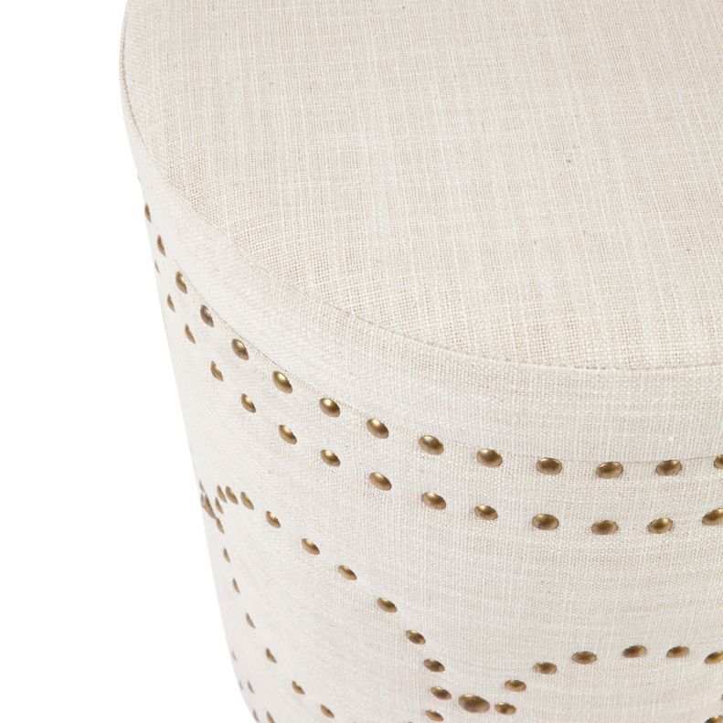 Bijou Round Storage Stool - Natural Linen