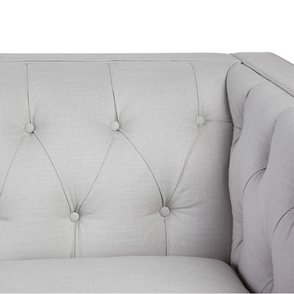 Eleganca 3 Seater Tufted Sofa - Cool Grey Linen