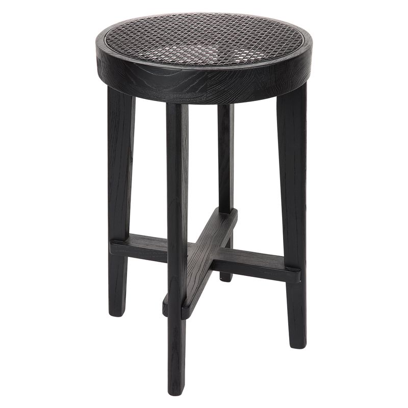 Watego Black Rattan Kitchen Stool