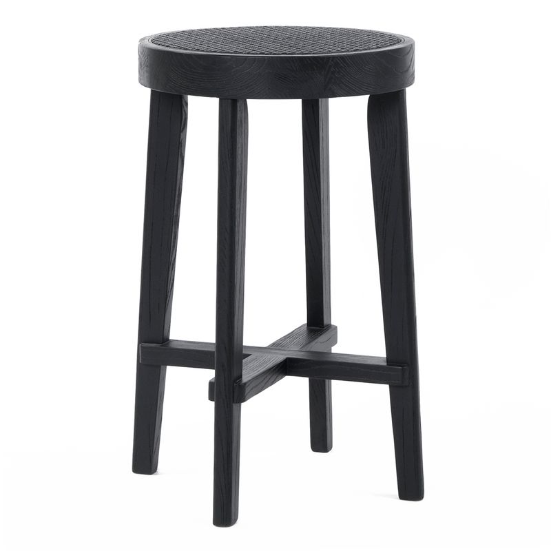 Watego Black Rattan Kitchen Stool