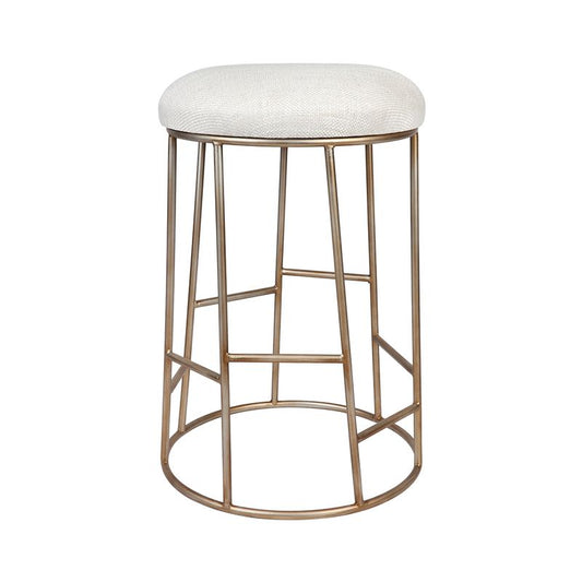 Fintan Gold Steel Kitchen Stool - Natural Linen