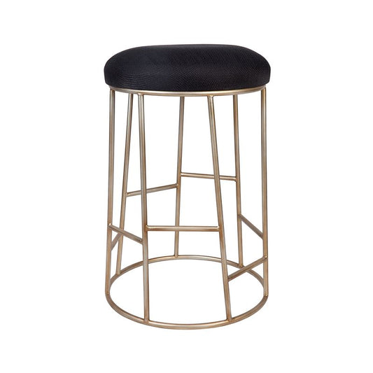 Fintan Gold Steel Kitchen Stool - Black Linen