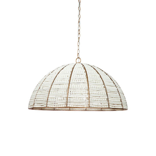 Lustre Beaded Dome Pendant - Gold/White