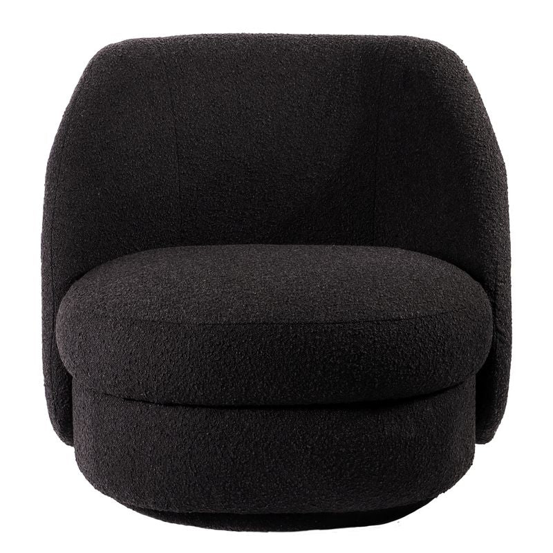 Delia Swivel Chair - Black Boucle