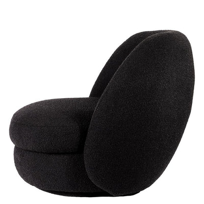 Delia Swivel Chair - Black Boucle