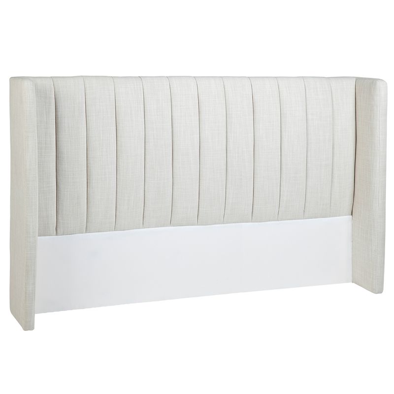 York Panelled King Bedhead - Natural Linen