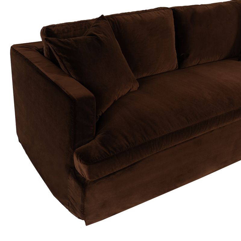 Suffolk 3 Seater Slip Cover Sofa - Dark Chocolate Velvet