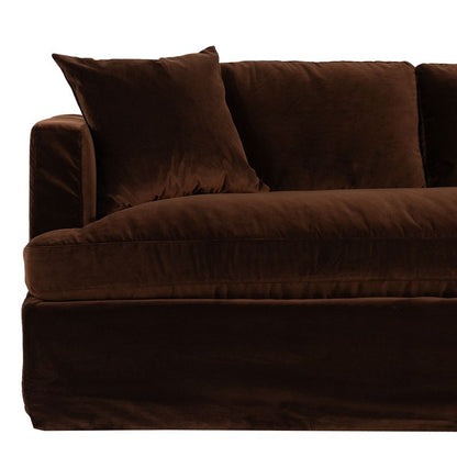 Suffolk 3 Seater Slip Cover Sofa - Dark Chocolate Velvet