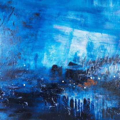 Blue Dusk Oil On Canvas Painting - Extra Large