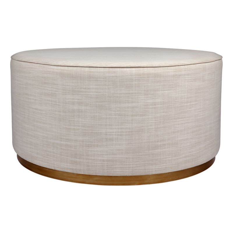 Rondo Round Ottoman - Off White Linen