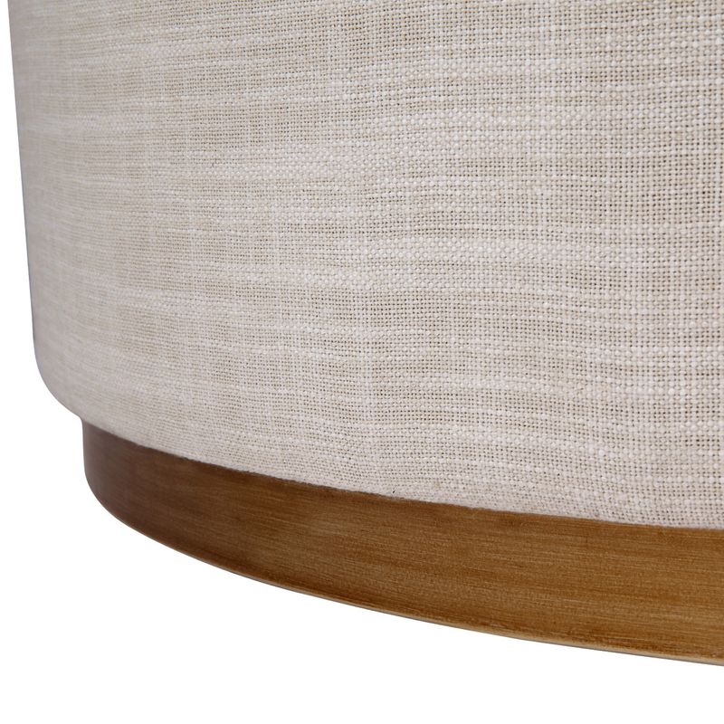 Rondo Round Ottoman - Off White Linen