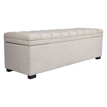 Brixton Storage Bench Ottoman - Off White Linen