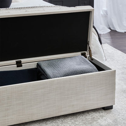 Brixton Storage Bench Ottoman - Off White Linen