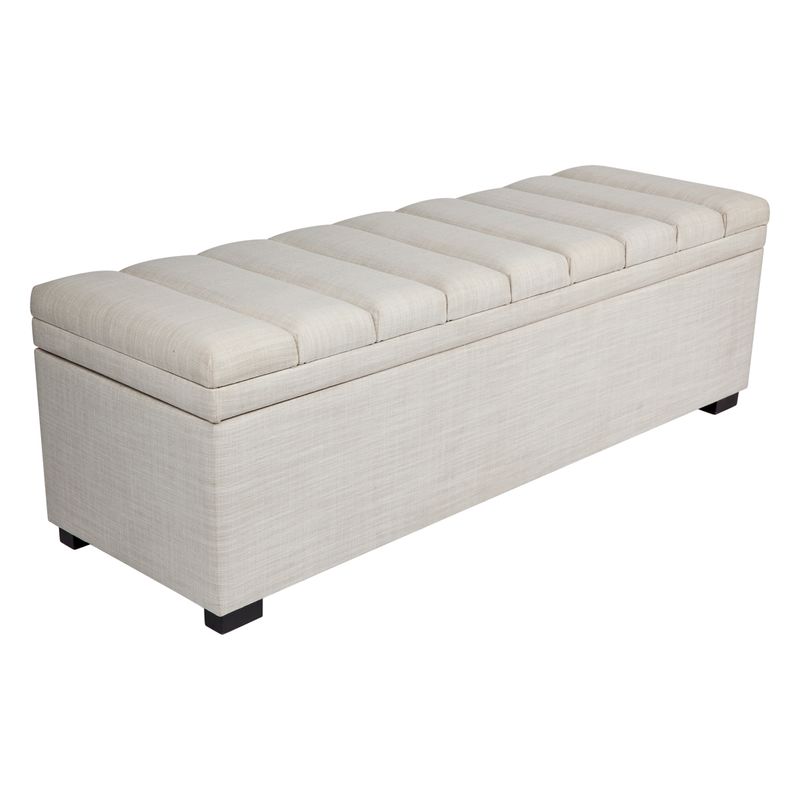 Brixton Storage Bench Ottoman - Off White Linen