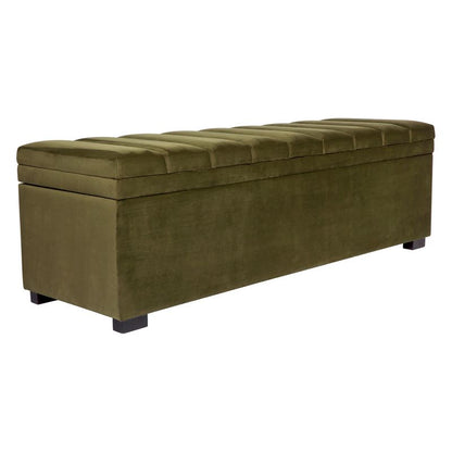 Brixton Storage Bench Ottoman - Olive Velvet