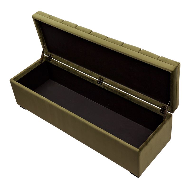 Brixton Storage Bench Ottoman - Olive Velvet