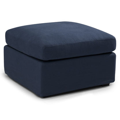 Suffolk Slip Cover Ottoman - Navy Linen