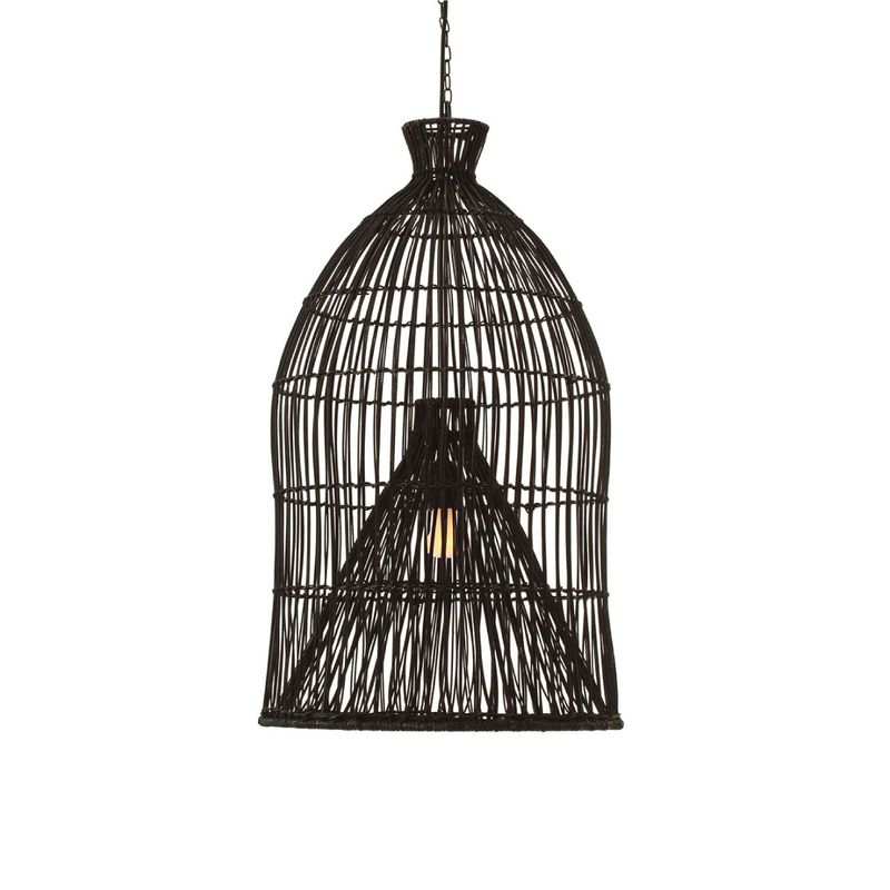 Oriana Rattan Pendant - Bell Black