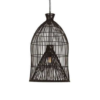 Oriana Rattan Pendant - Bell Black