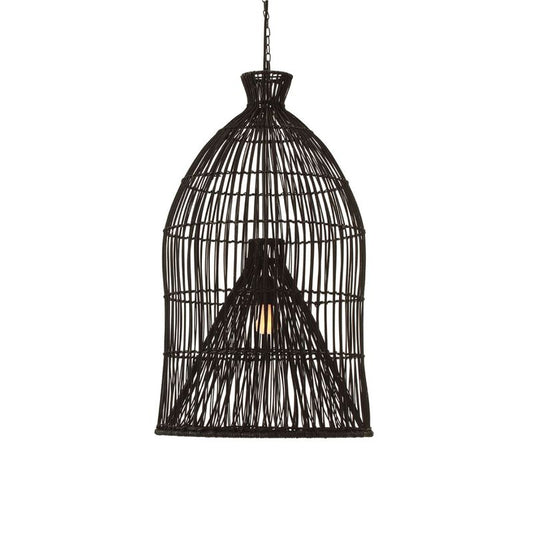 Oriana Rattan Pendant - Bell Black