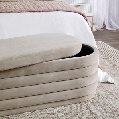 Celeste Storage Bench Ottoman - Nude Velvet