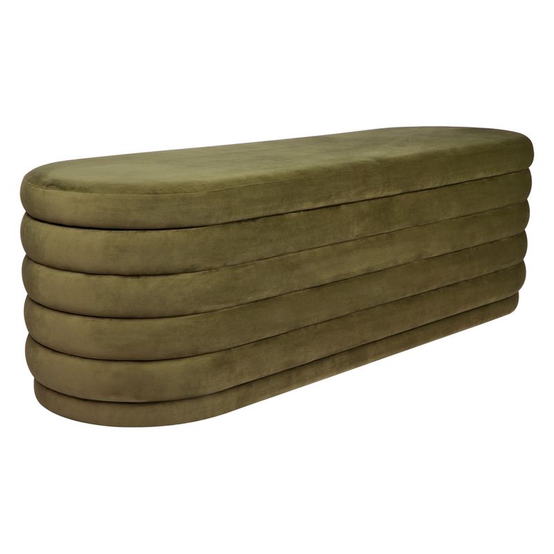 Celeste Storage Bench Ottoman - Olive Velvet