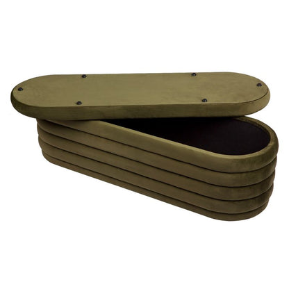 Celeste Storage Bench Ottoman - Olive Velvet