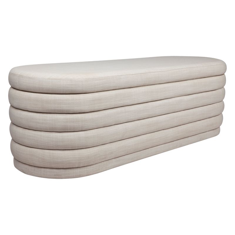 Celeste Storage Bench Ottoman - Off White Linen