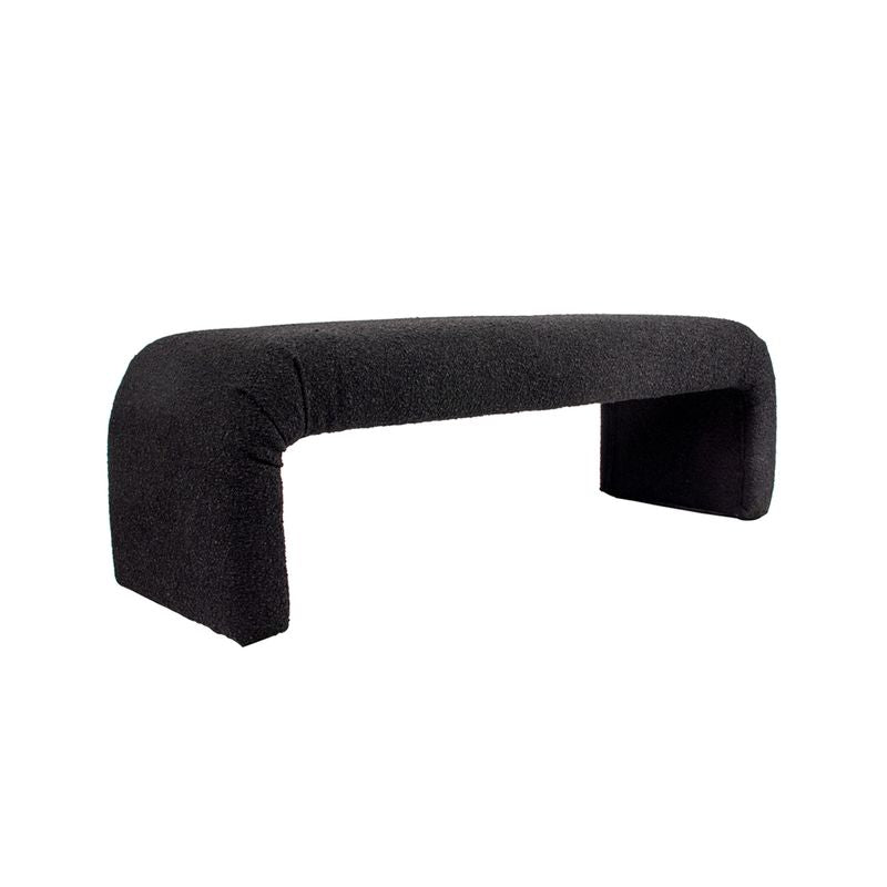 Kurva Bench Ottoman - Black Boucle