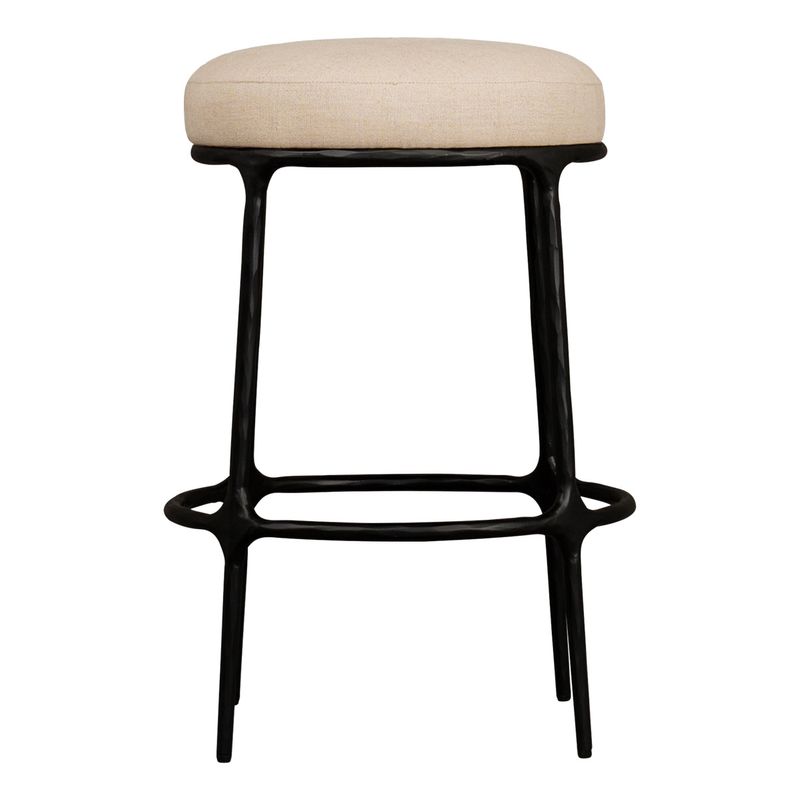 Fletcher Black Kitchen Stool - Natural Linen