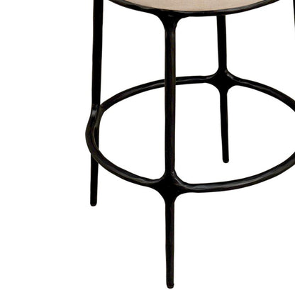 Fletcher Black Kitchen Stool - Natural Linen