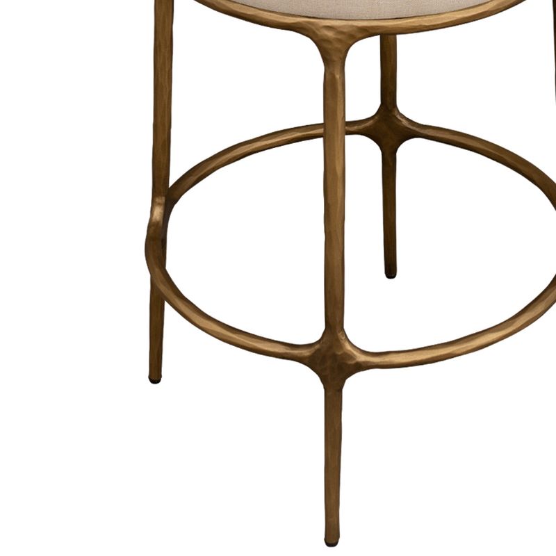 Fletcher Brass Kitchen Stool - Natural Linen